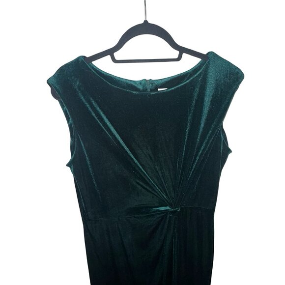 Danny & Nicole Velvet Women's Hunter Green Short Sleeve Midi Fit + Flare Dress S - Picture 3 of 12